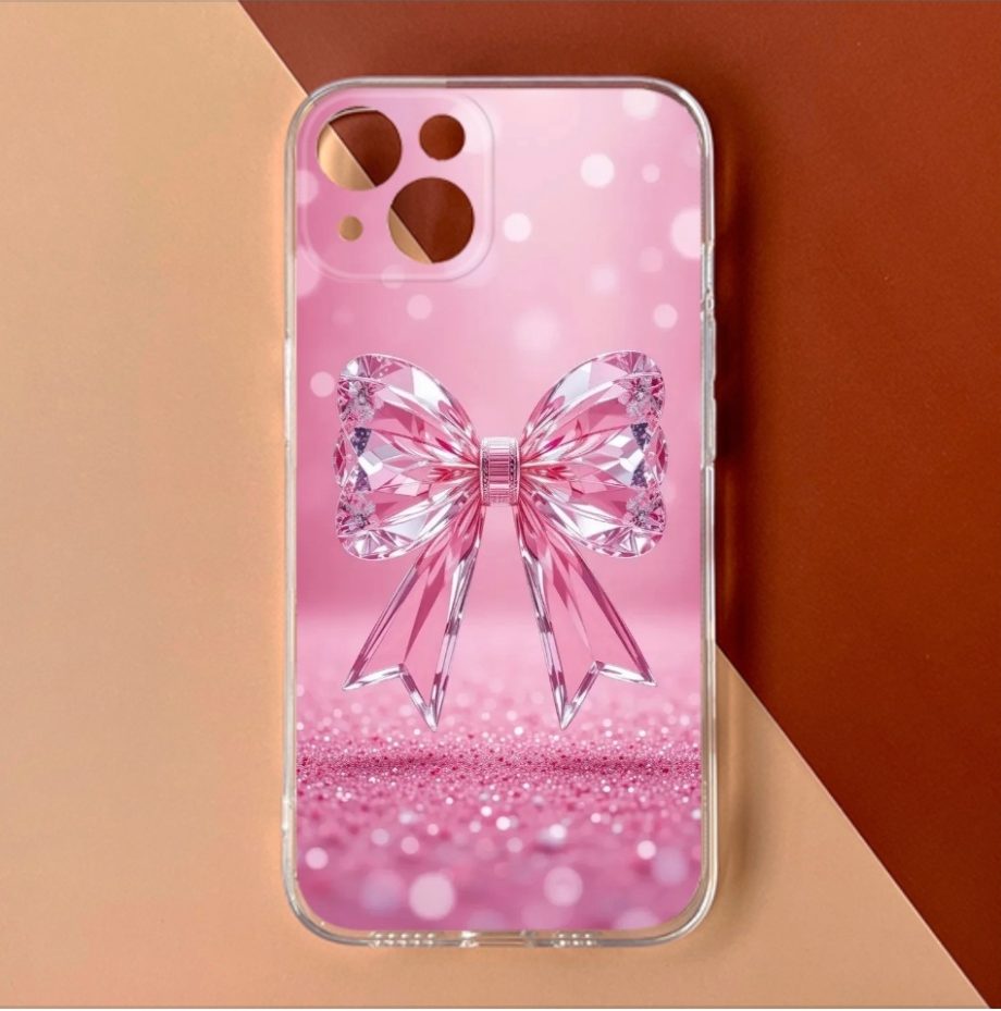 Bling Pink Bow Printed Phone Case