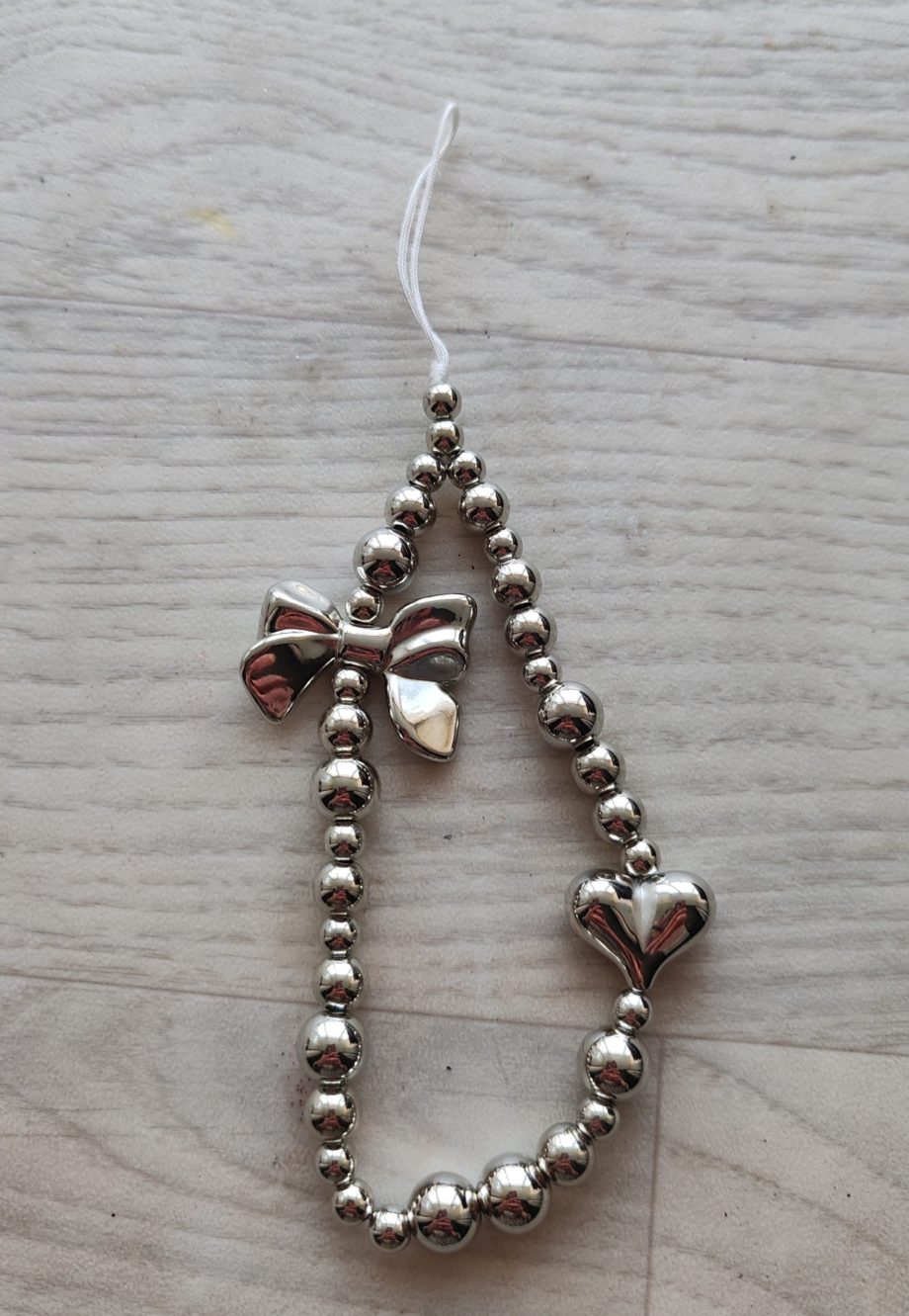 Silver Pearl Bow Phone Lanyard