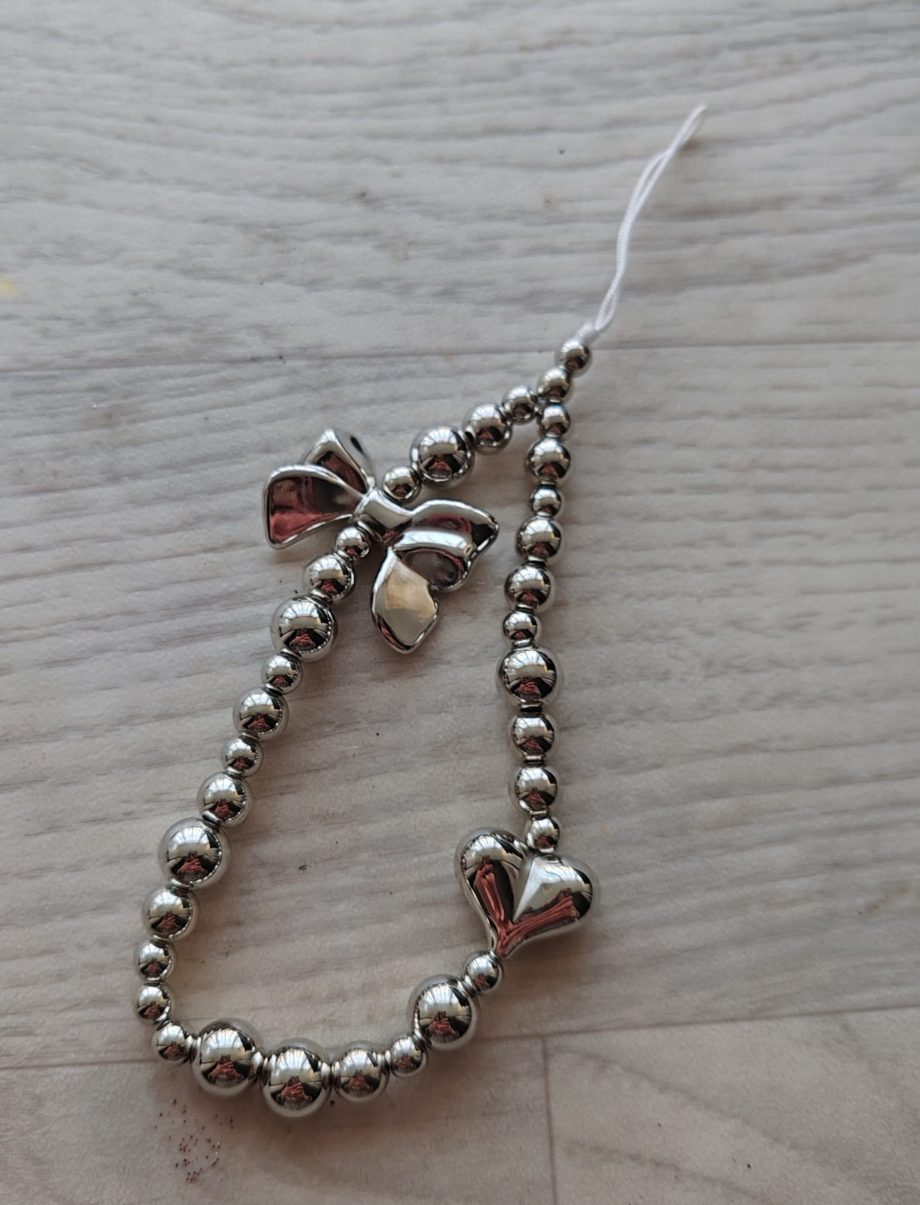 Silver Pearl Bow Phone Lanyard - Image 2