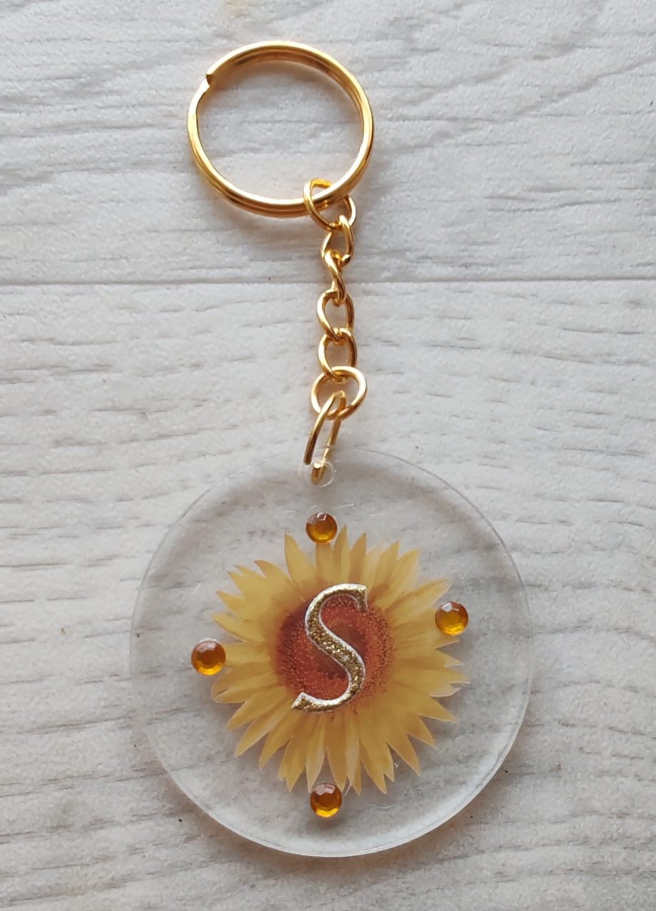 Floral Initial S Keychain