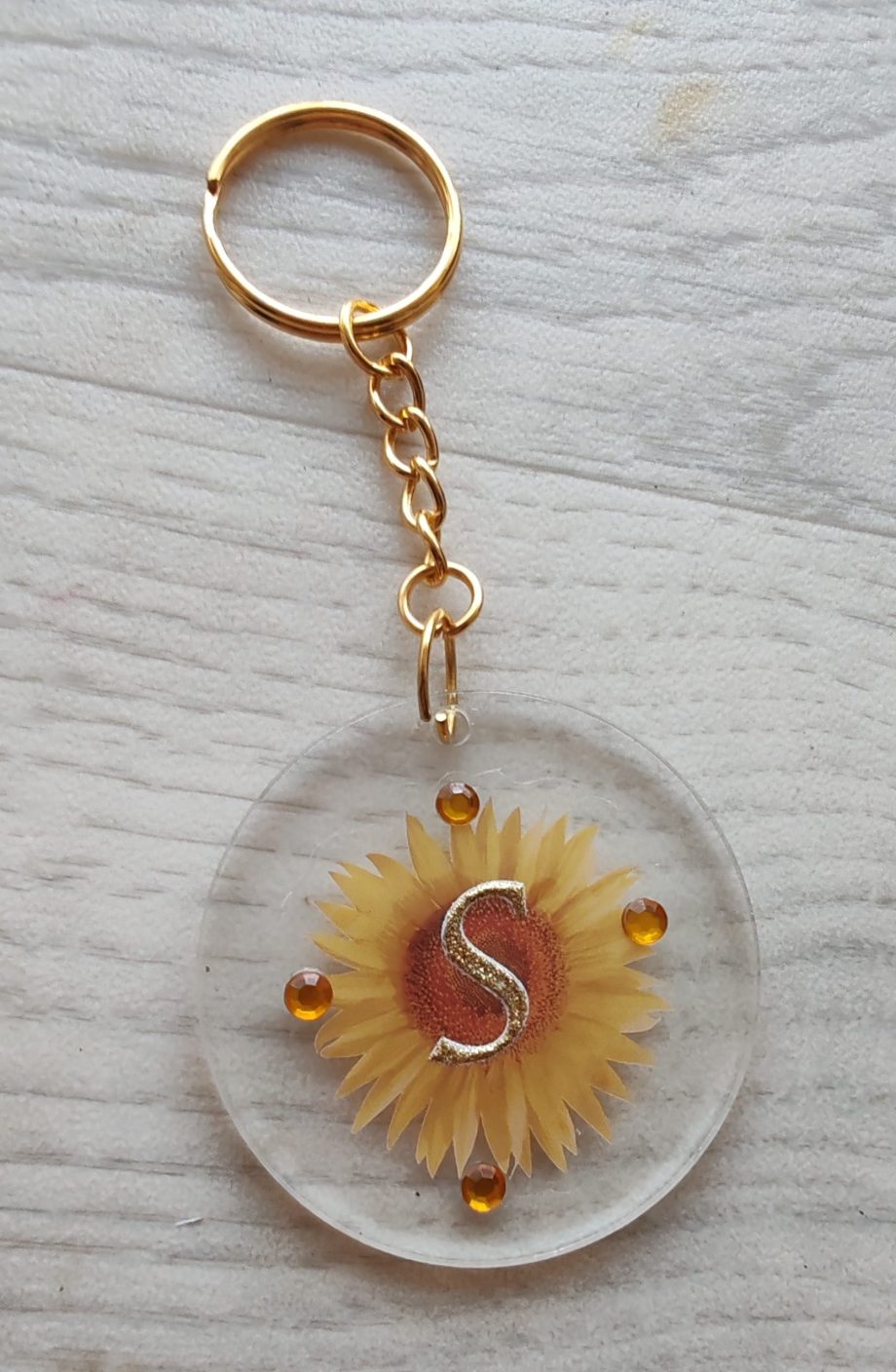 Floral Initial S Keychain - Image 3